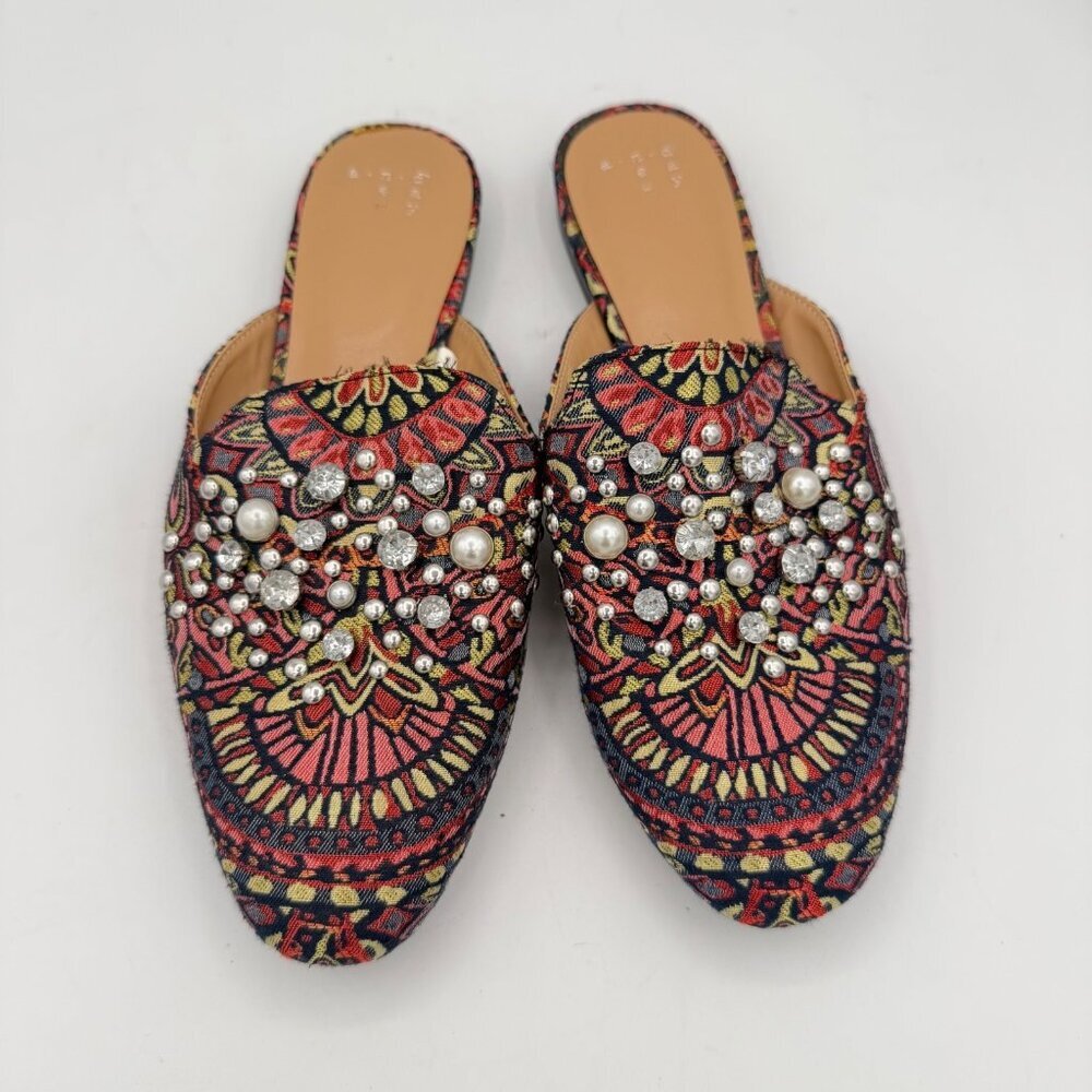 A New Day Armina women's backless loafers multicolored tapestry print size 8